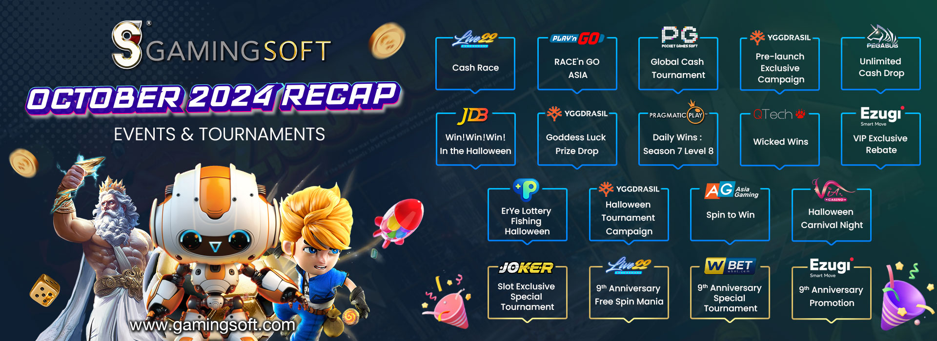 October Recap Events & Tournaments  Web Banner - GamingSoftWeb 